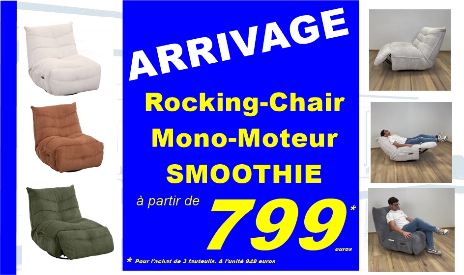 Rocking chair smoothie de centrelec. Découvrez notre fauteuil mono-moteur Smoothie pivotant à 360°, un véritable bijoux de design alliant confort et praticité.
